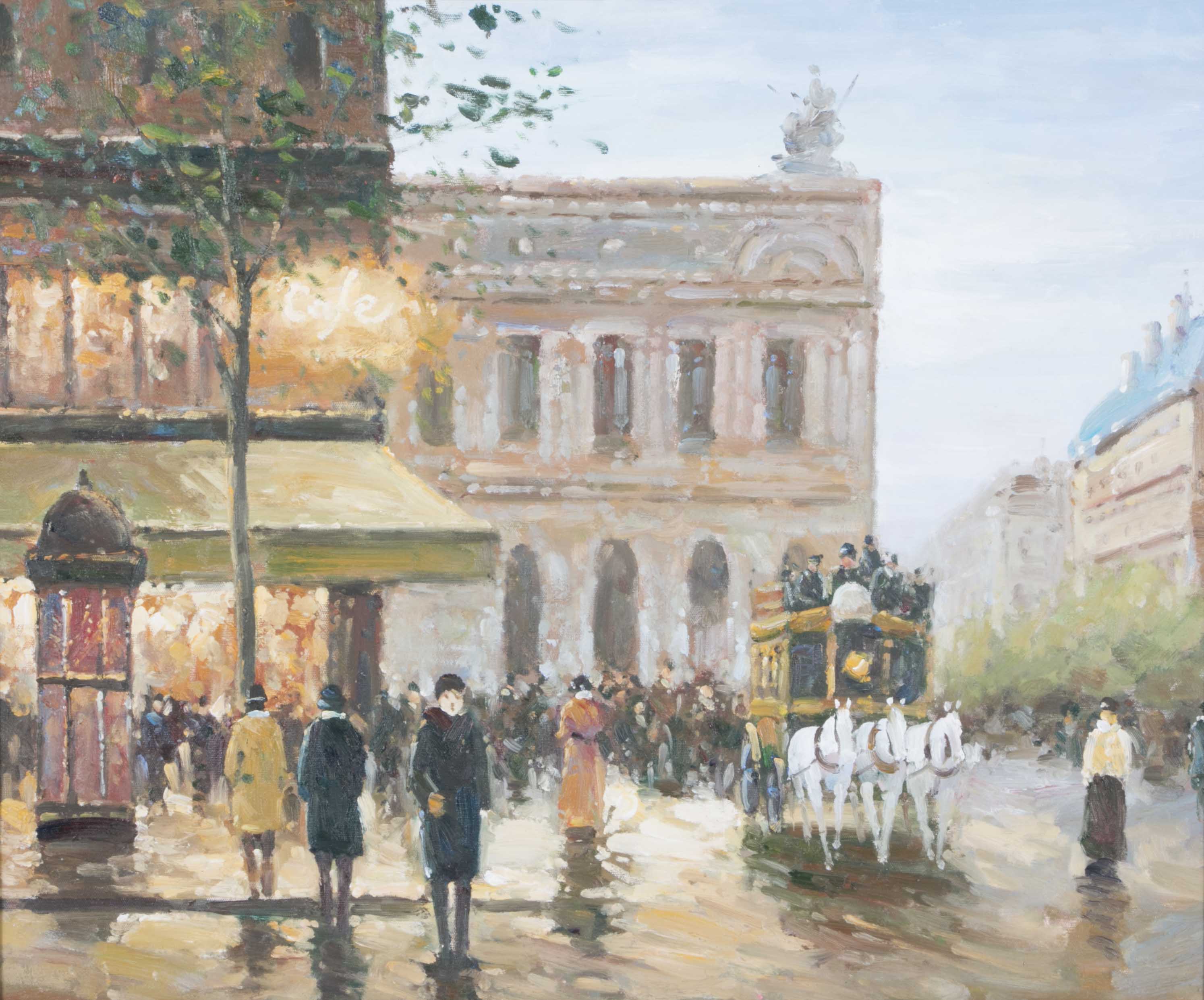 Framed Oil Painting of a Parisian Cityscape