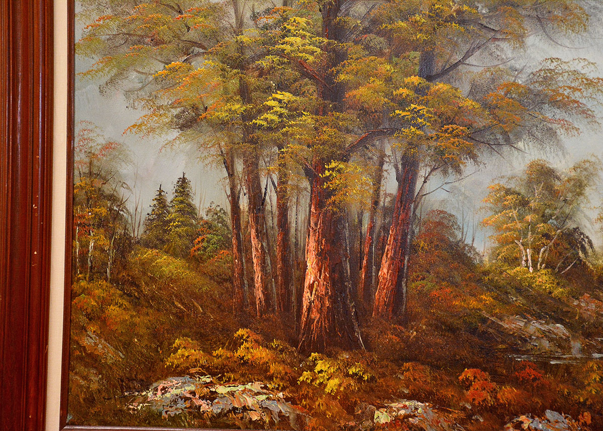 Large Framed and Signed Landscape Oil Painted by Beaker