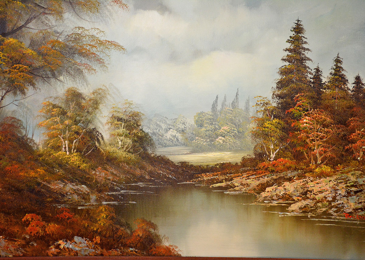 Large Framed and Signed Landscape Oil Painted by Beaker