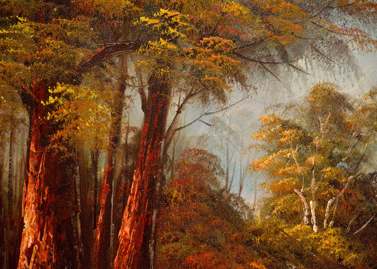 Large Framed and Signed Landscape Oil Painted by Beaker