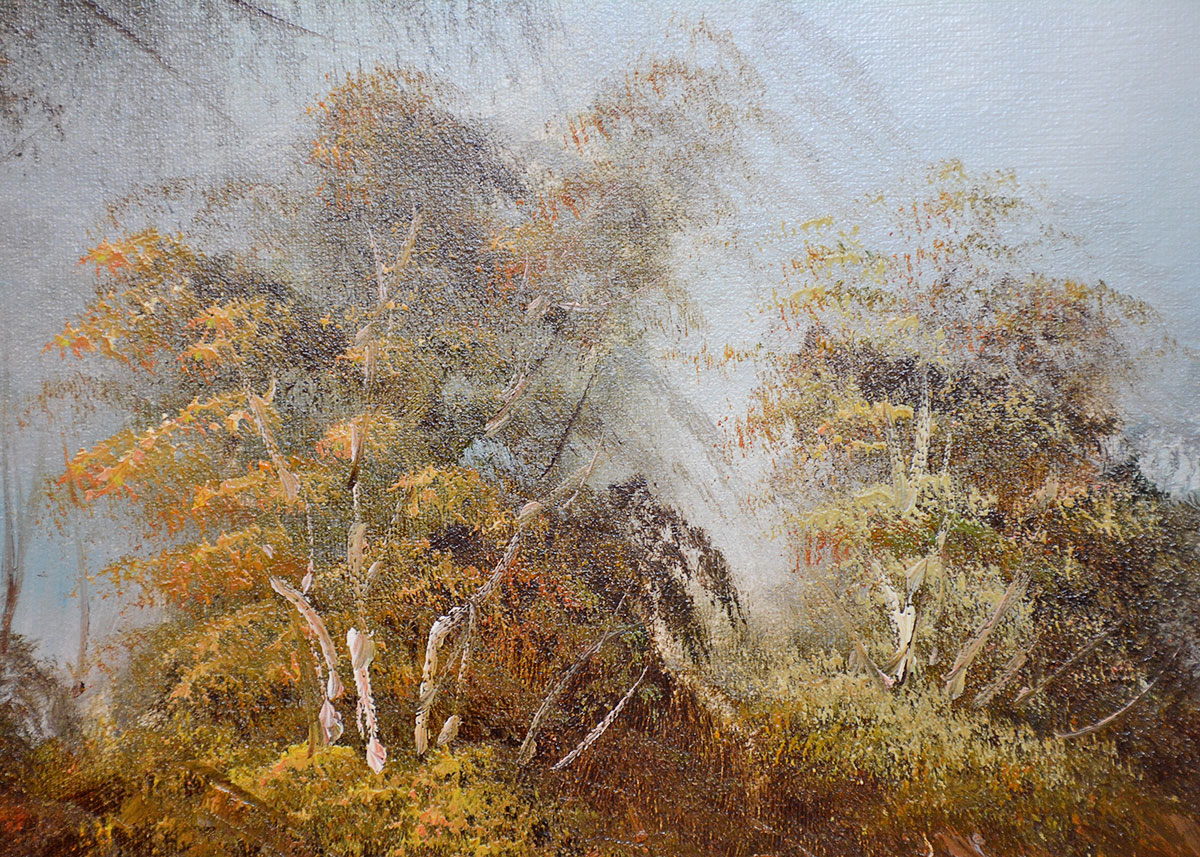 Large Framed and Signed Landscape Oil Painted by Beaker