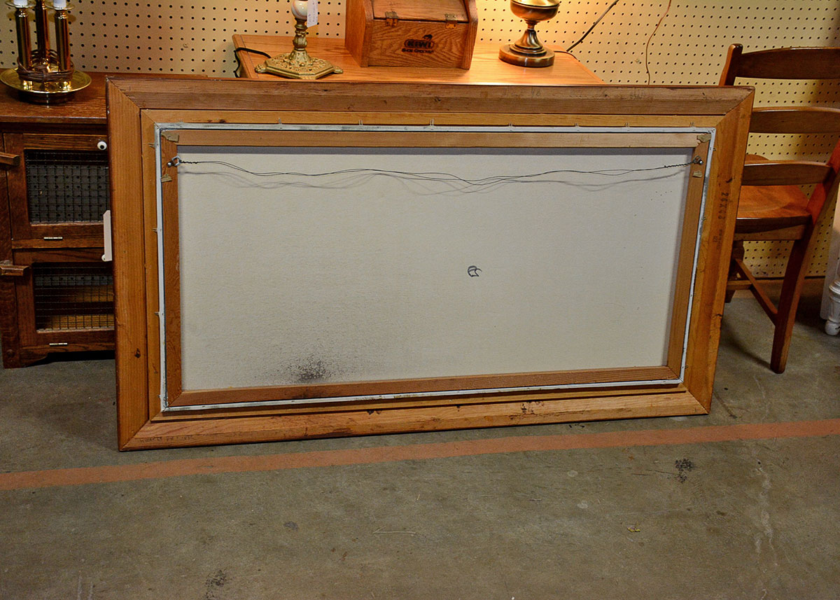 Large Framed and Signed Landscape Oil Painted by Beaker