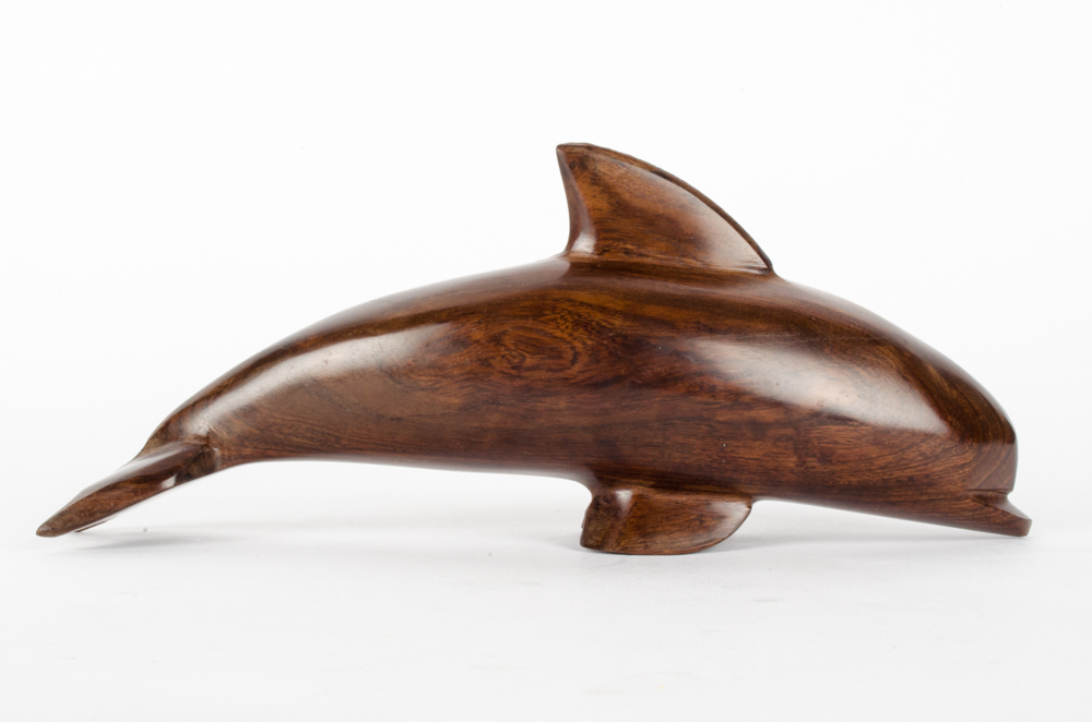 Solid Mahogany Dolphin Statue