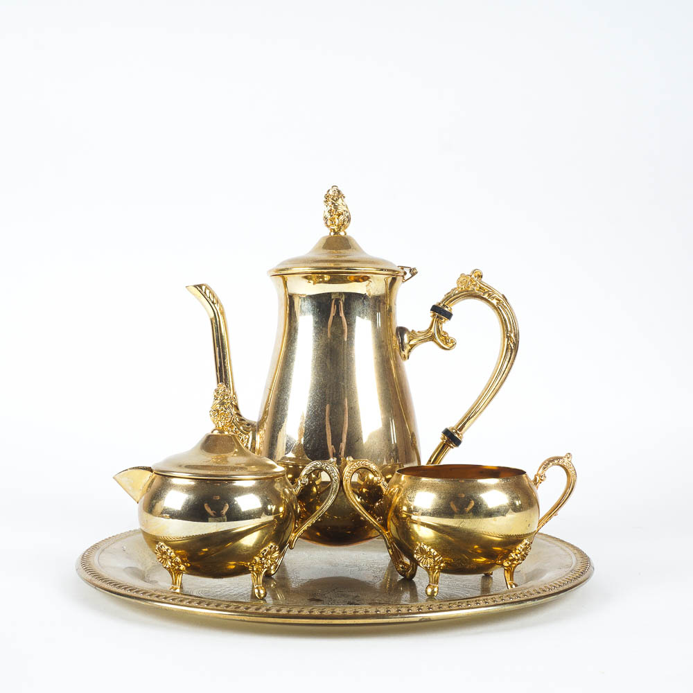 Gold Toned Metal Tea Set
