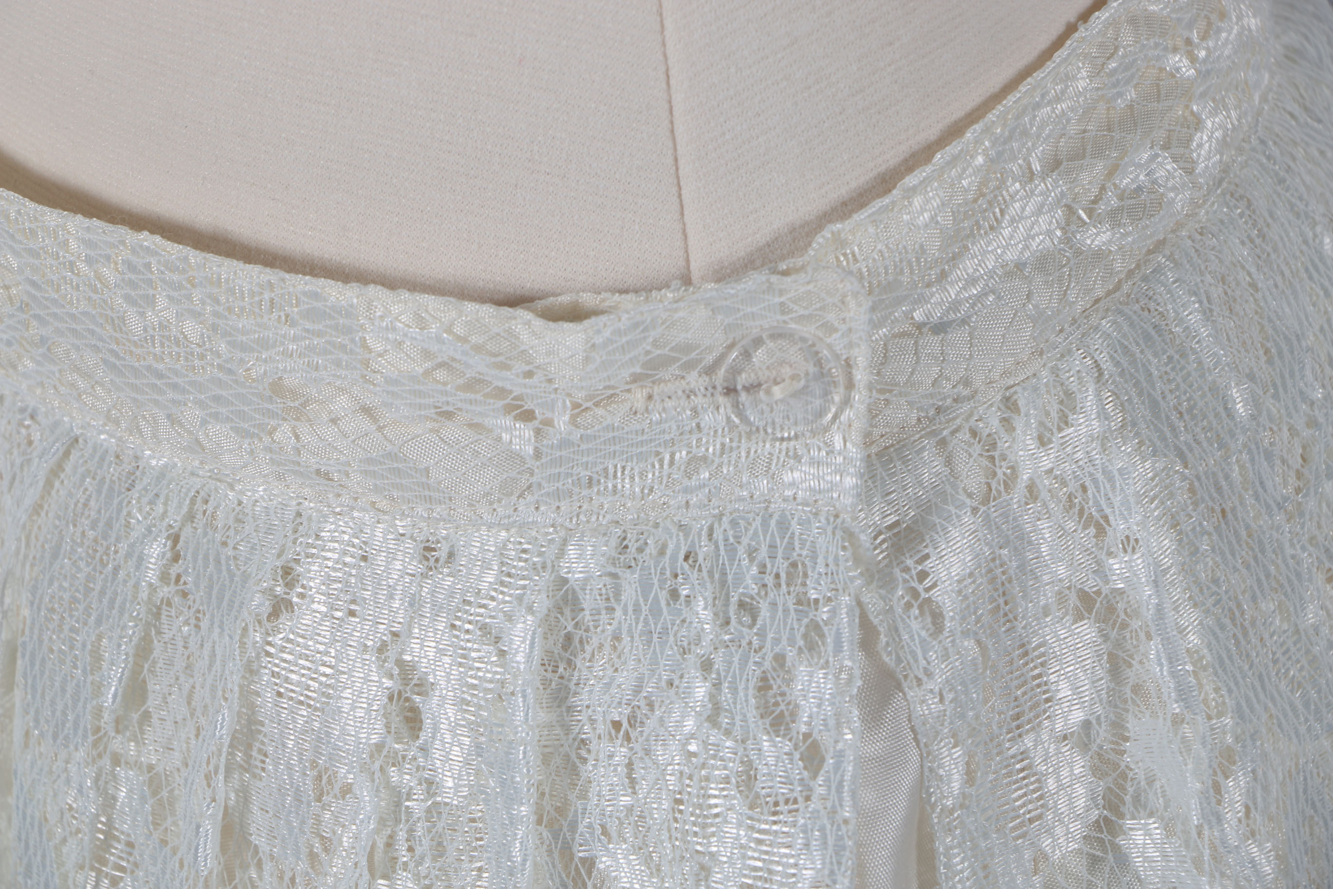 Vintage White Lace Pleated Floor-Length Skirt