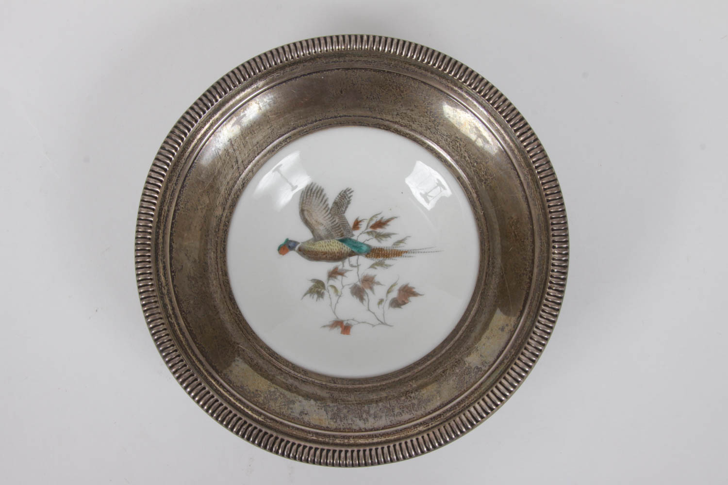 Frank M. Whiting "Pheasant" Bowl with Sterling Rim