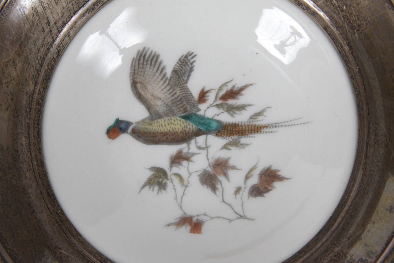 Frank M. Whiting "Pheasant" Bowl with Sterling Rim