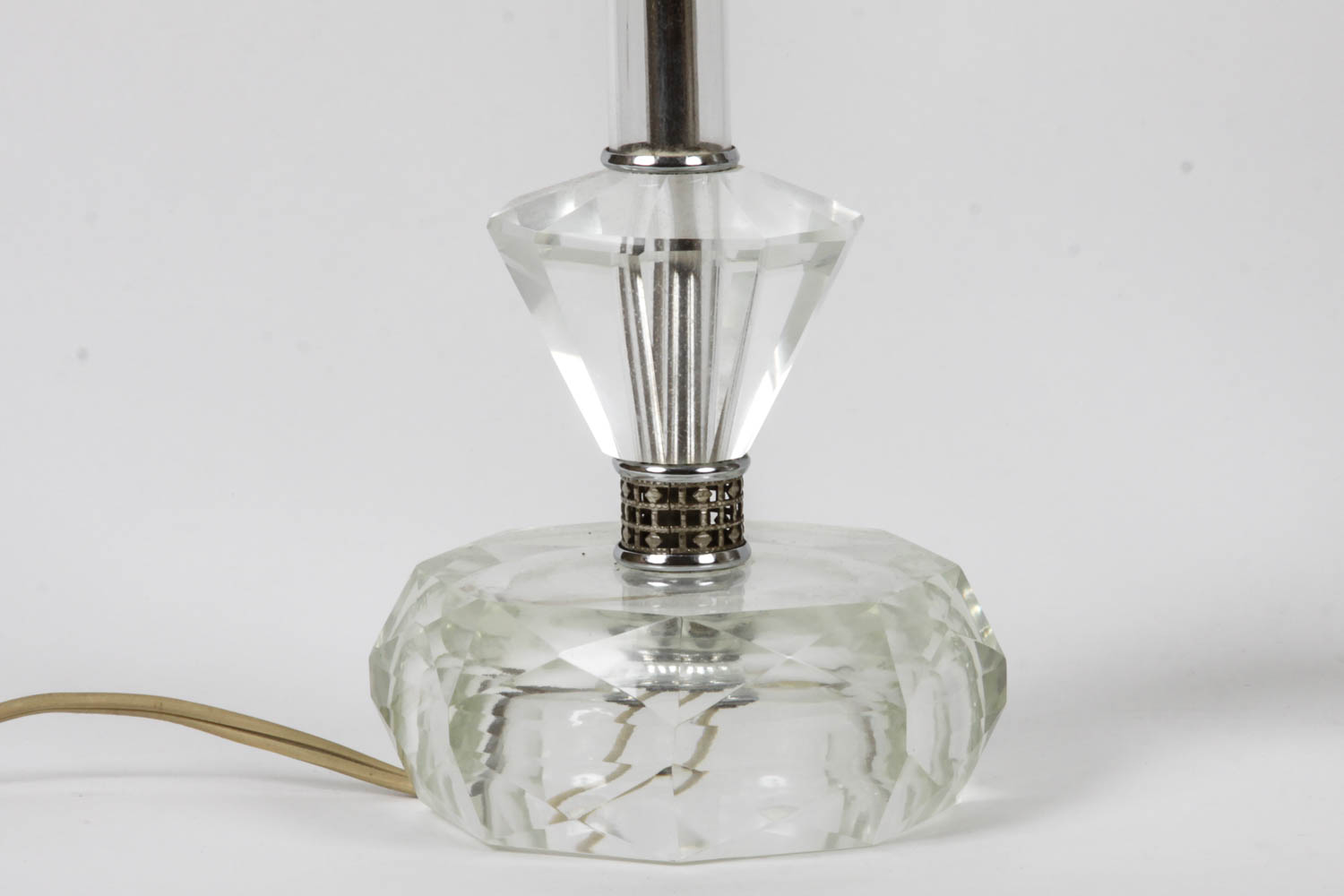 Pair of Glass and Metal Lamps