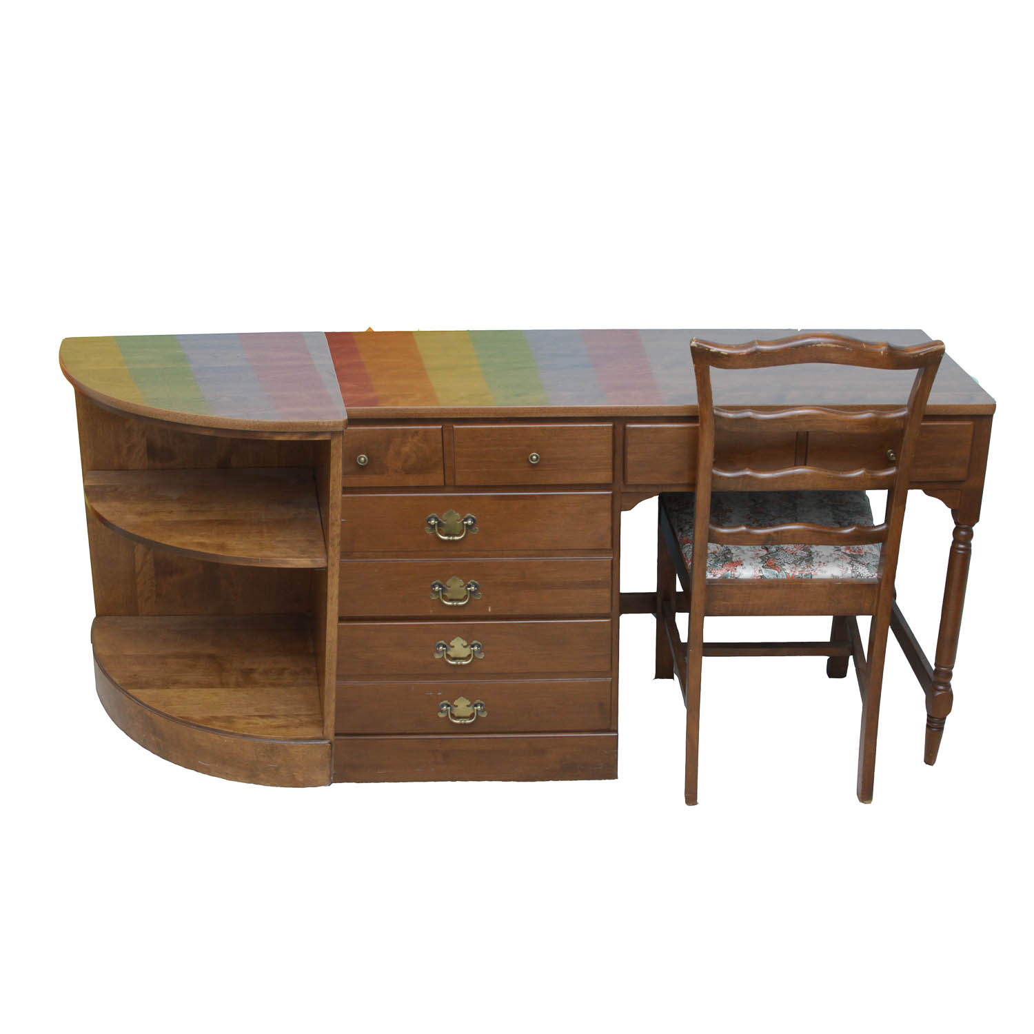 Ethan Allen Desk with Corner Bookcase and Chair