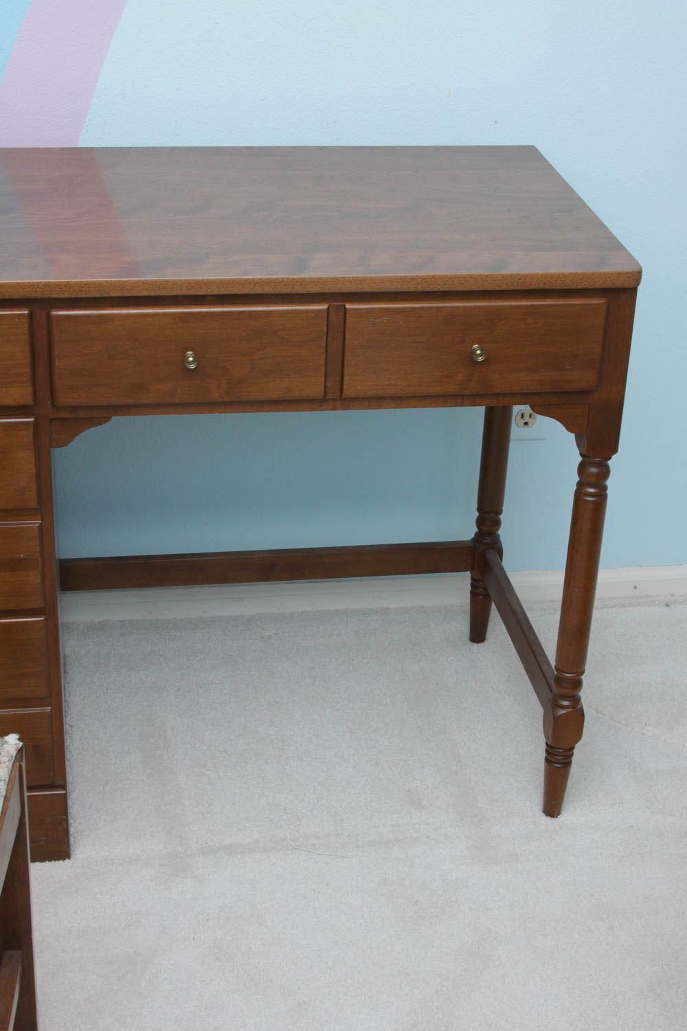 Ethan Allen Desk with Corner Bookcase and Chair