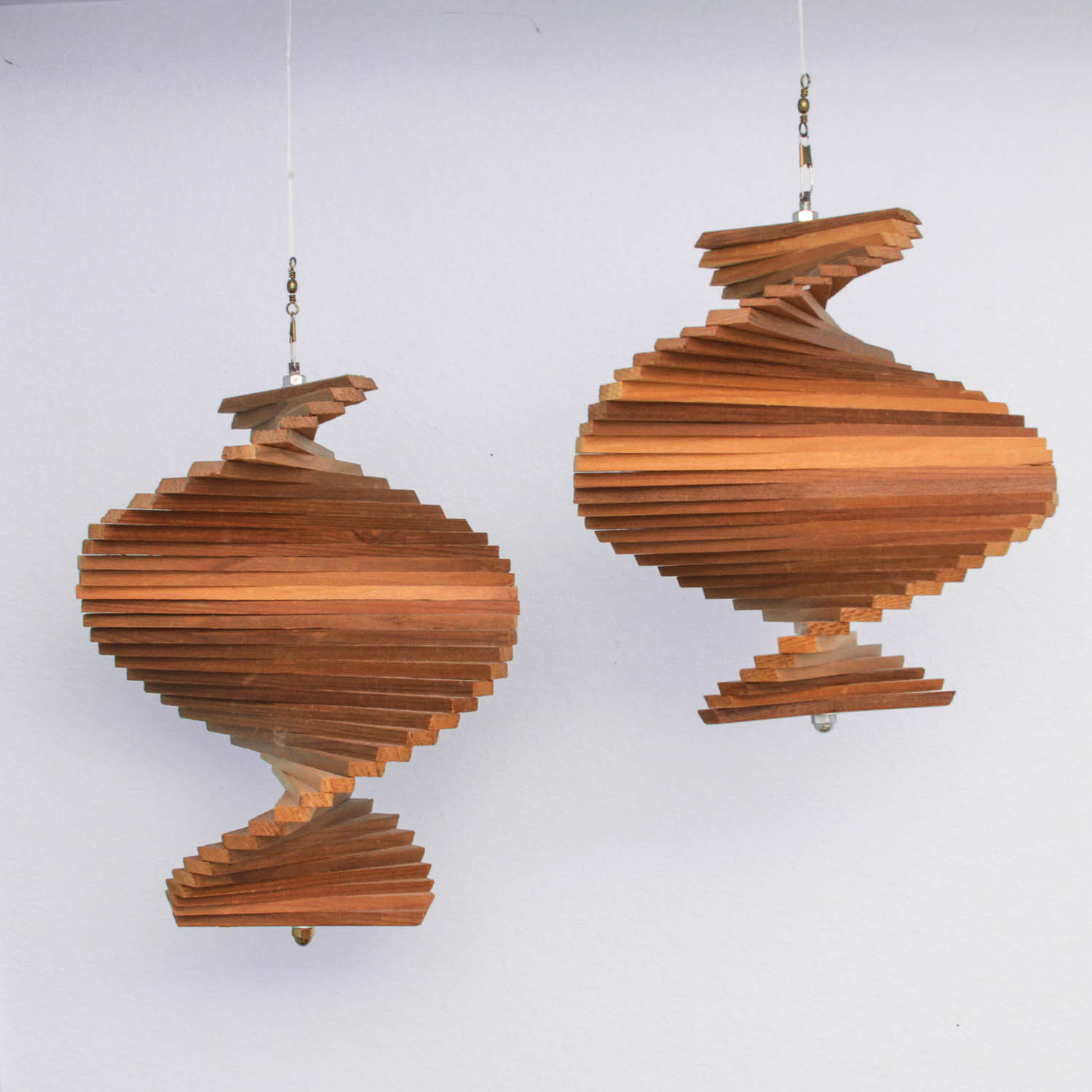 Pair of Wooden Aerial Sculptures