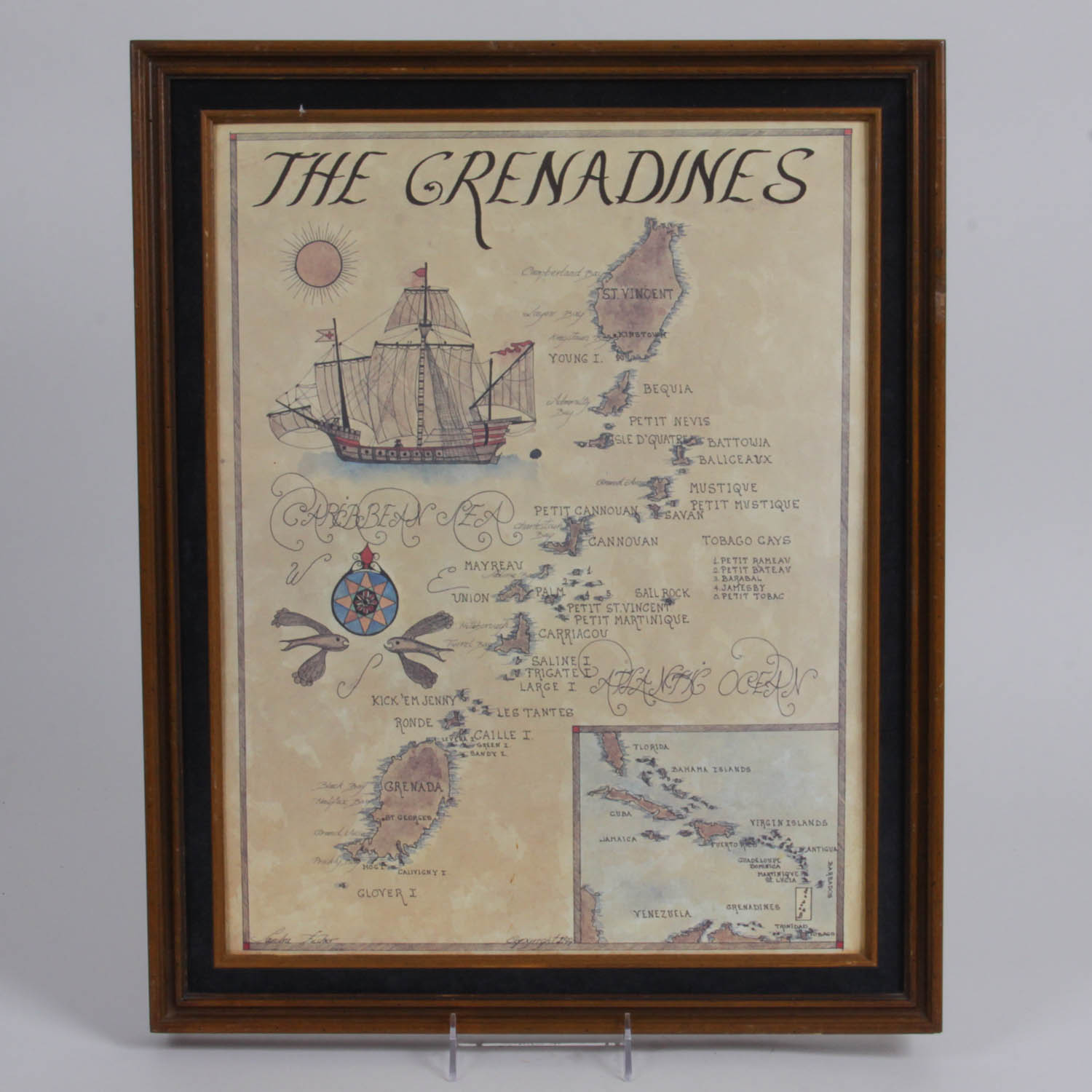 Sandra Fisher Reproduction Map of The Grenadines