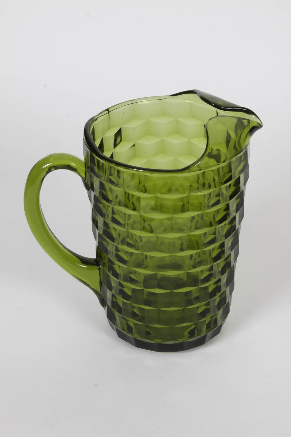 Green Whitehall Glass Pitcher and Glasses
