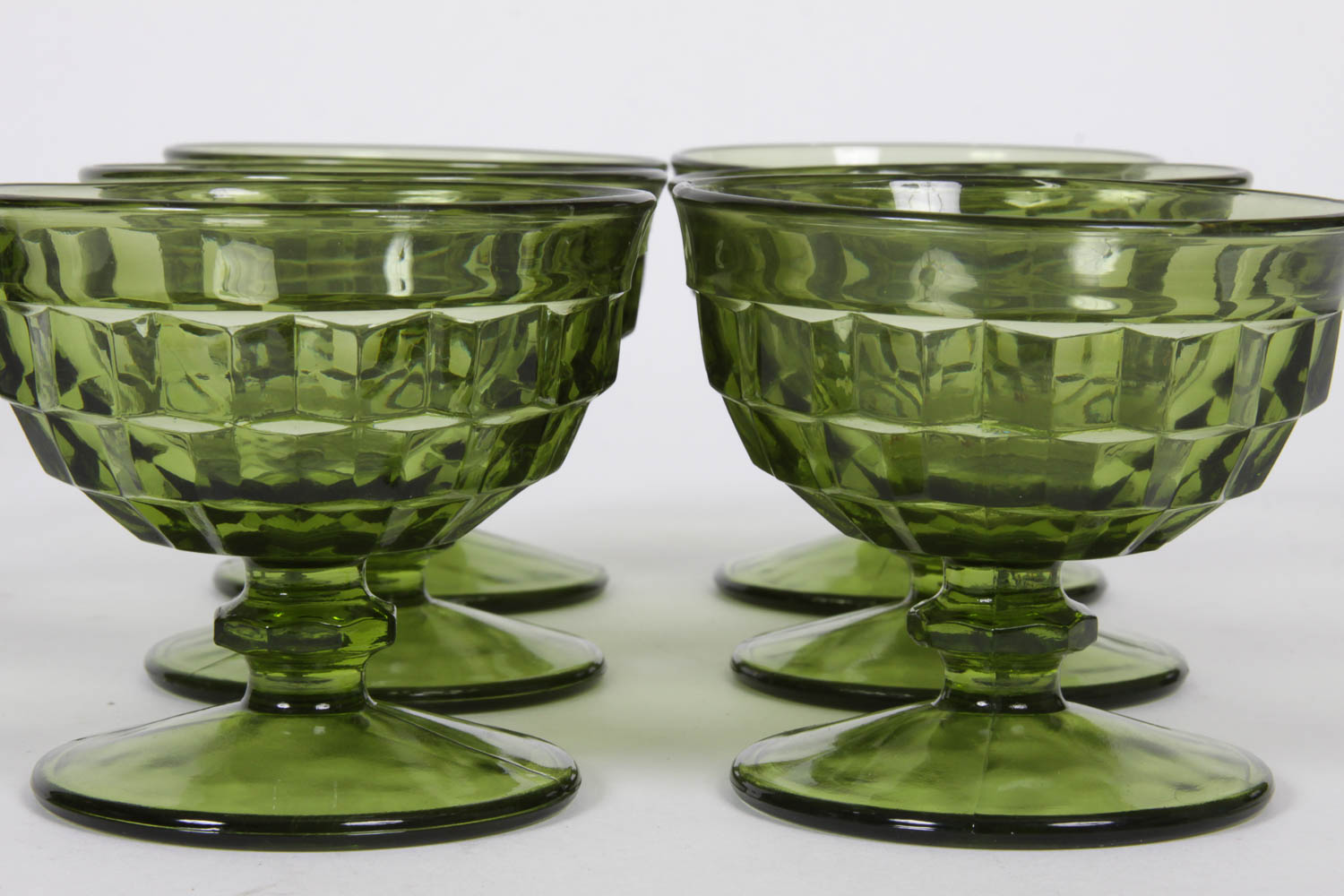 Green Whitehall Glass Pitcher and Glasses