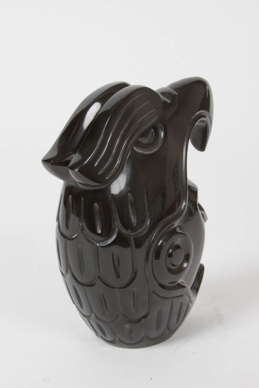 Obsidian Bookend of Man Wearing Ceremonial Head Dress