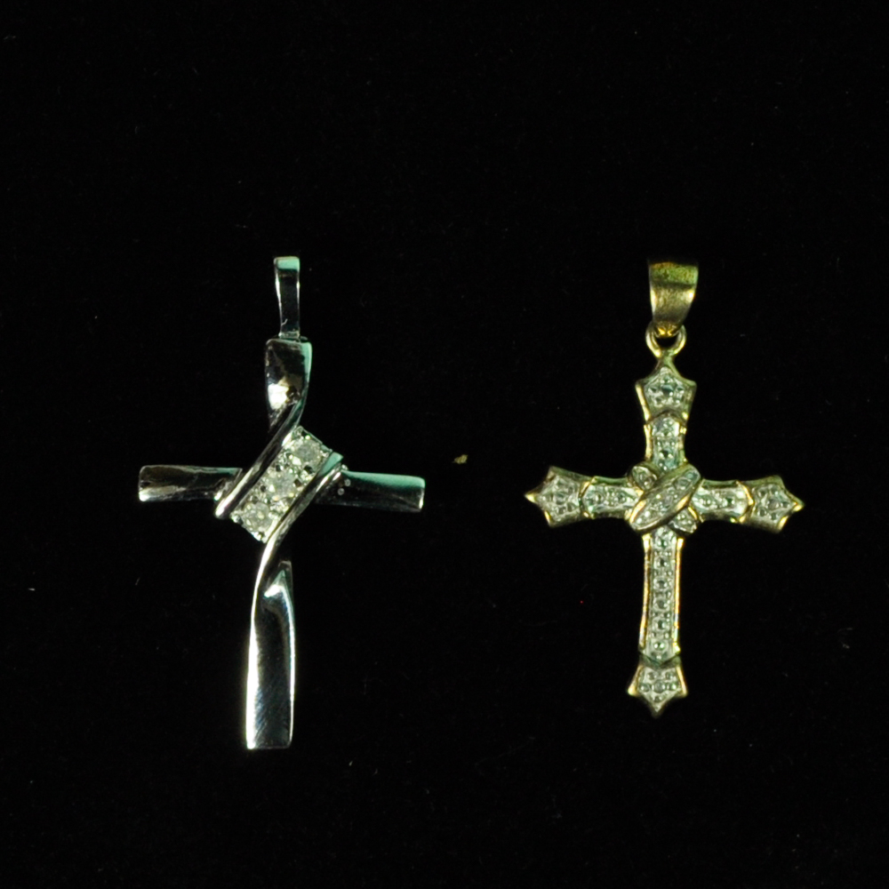 Sterling Cross Pendants with Diamond Accents