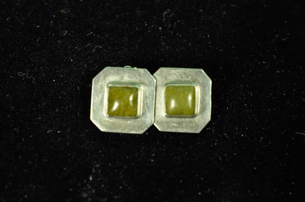 Vintage Sterling and Semi-Precious Stone Clip-On Earrings