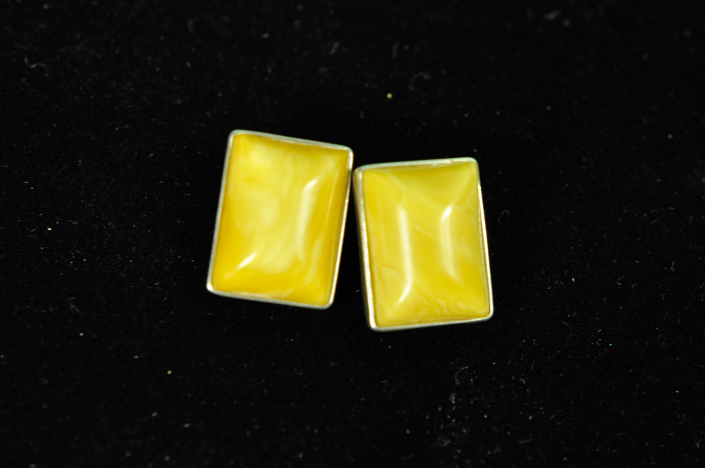 Vintage Sterling and Semi-Precious Stone Clip-On Earrings