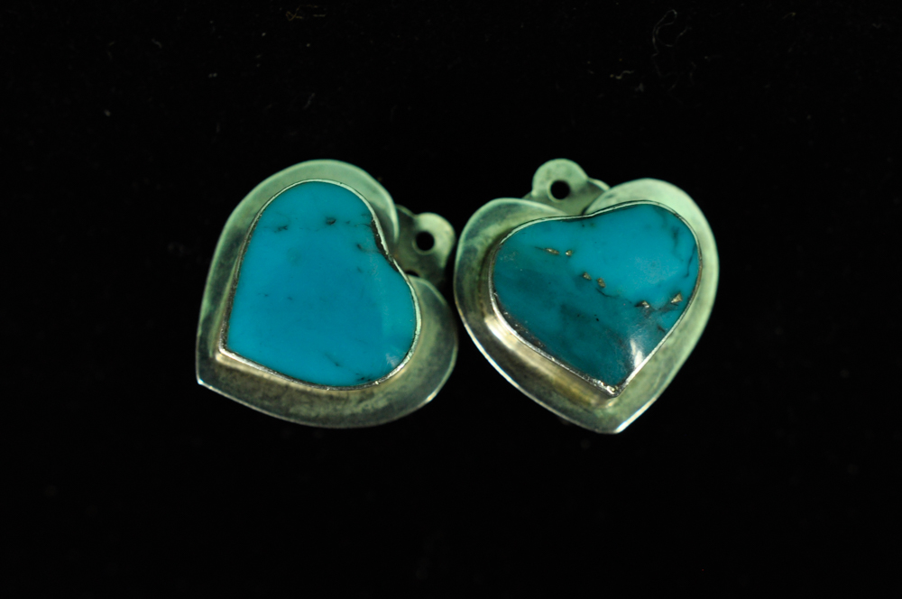 Vintage Sterling and Semi-Precious Stone Clip-On Earrings