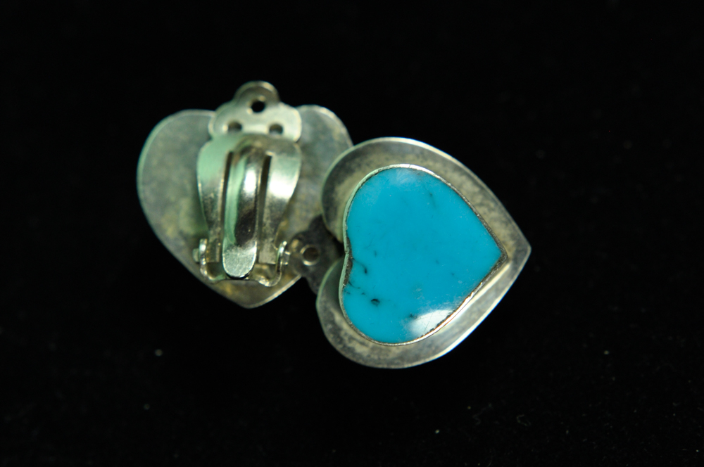 Vintage Sterling and Semi-Precious Stone Clip-On Earrings