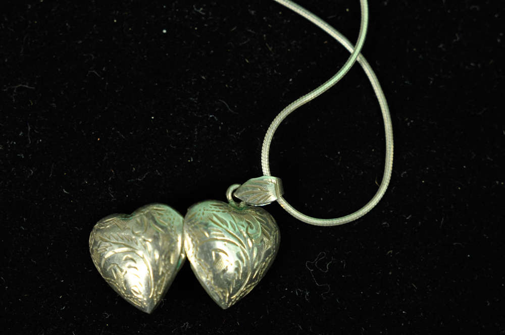 Sterling Carved Puff Heart Locket
