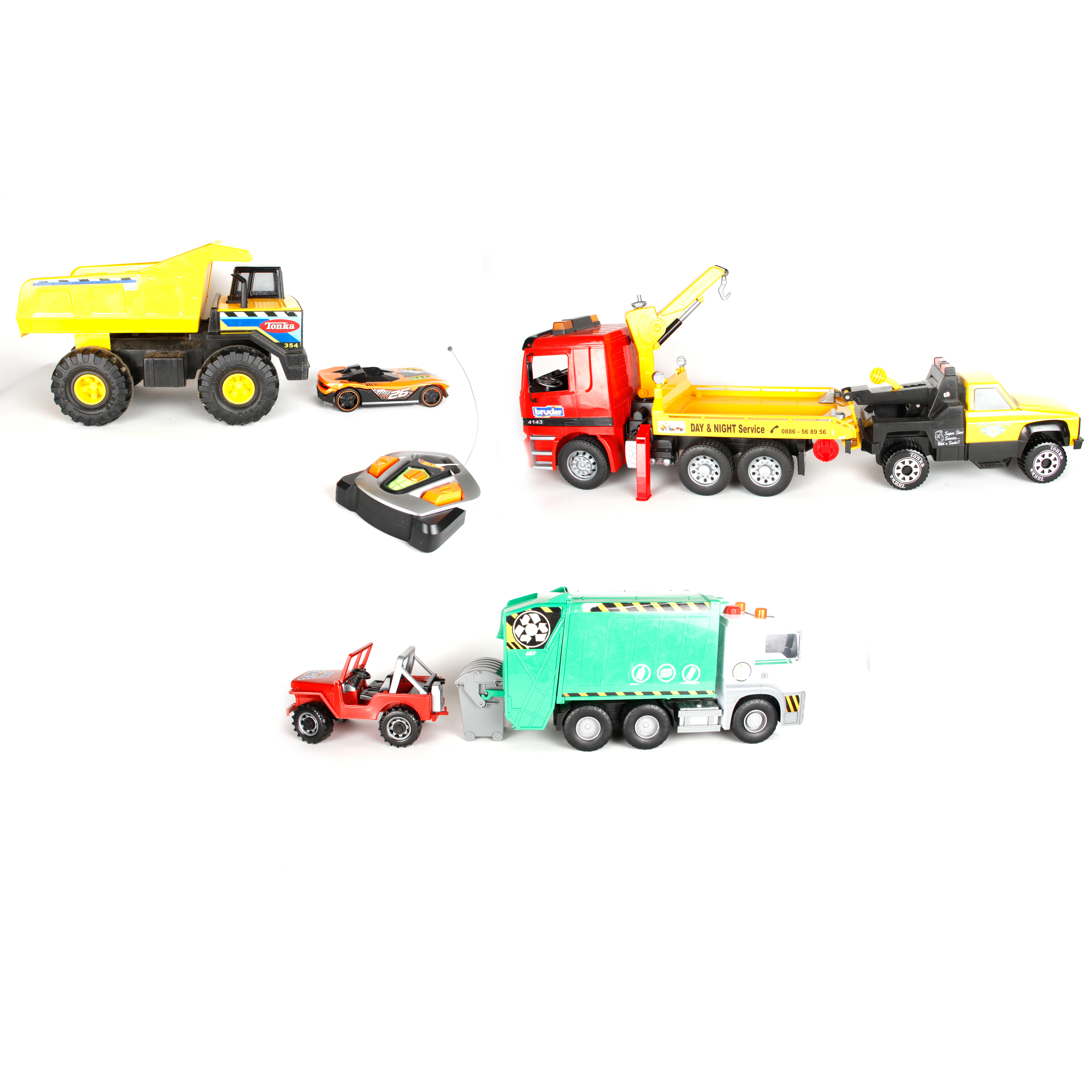 Collection of Toy Trucks and Cars Including Tonka