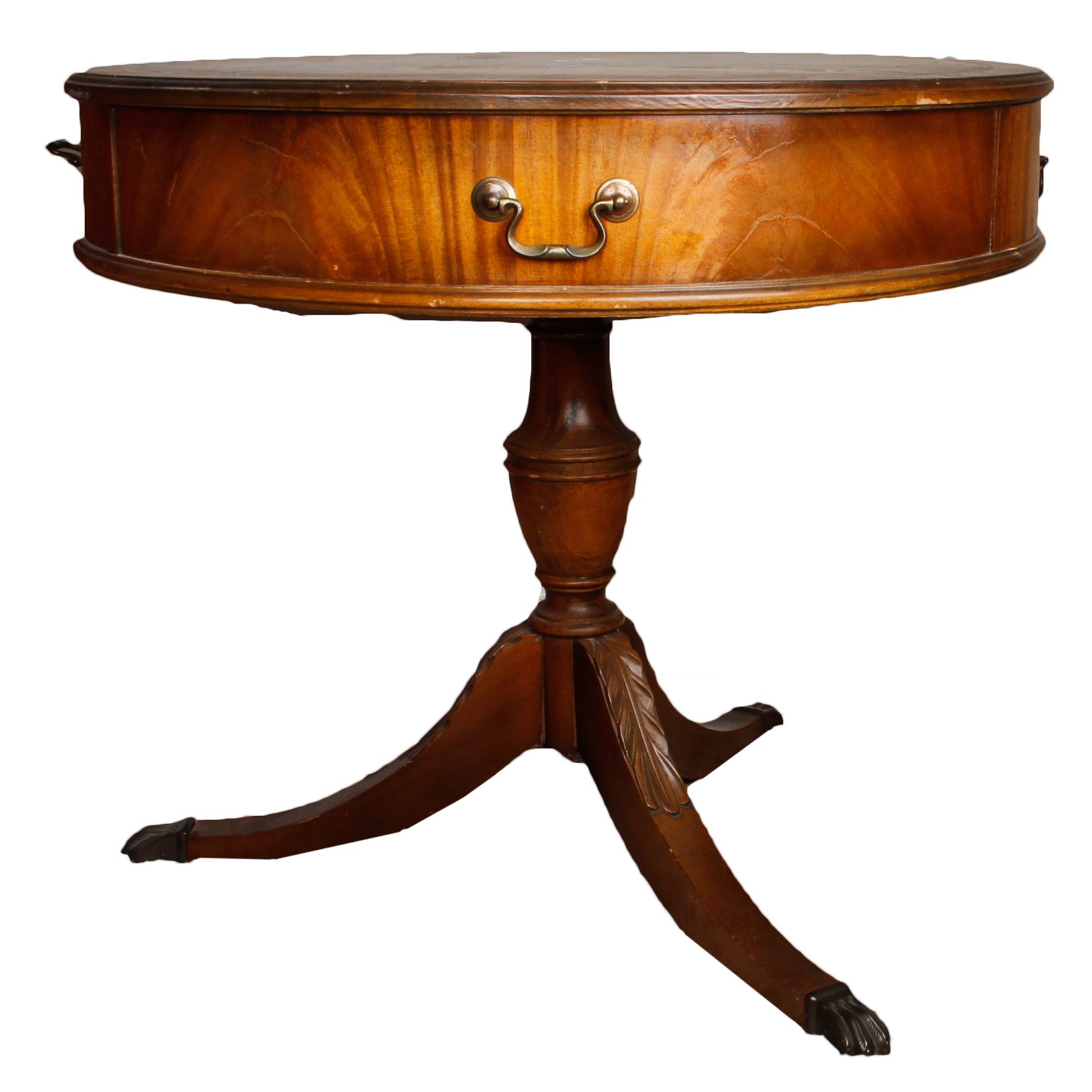 Georgian Style Leather Top Mahogany Drum Table