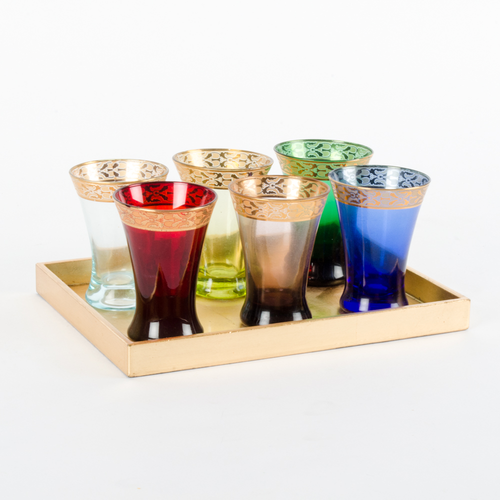 Vintage Colored Cordial Glass Set