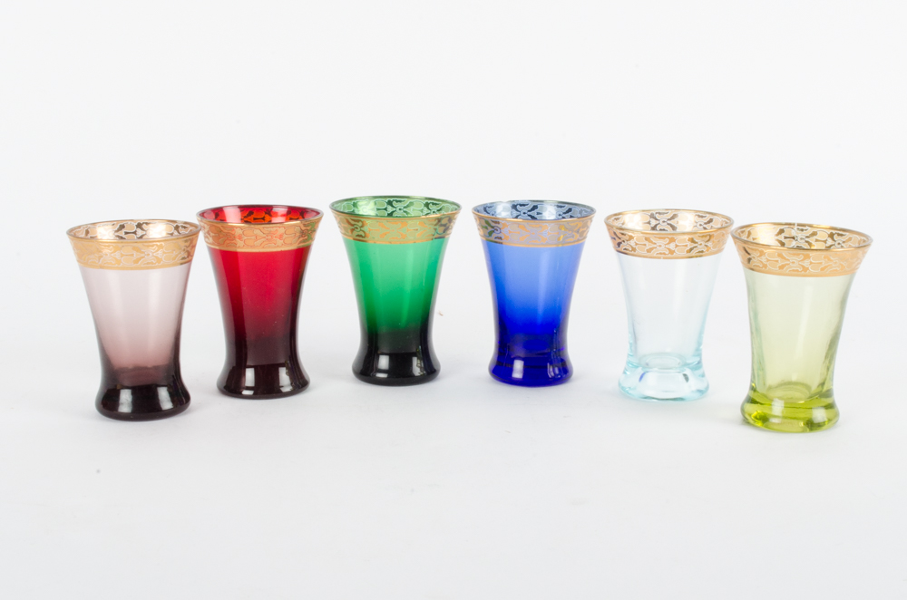 Vintage Colored Cordial Glass Set