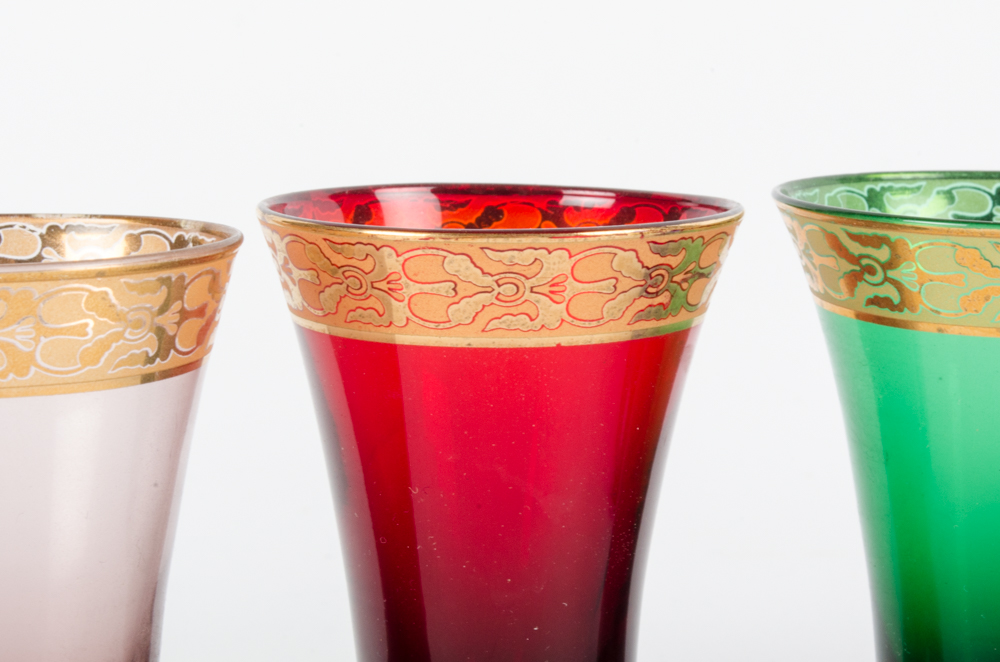 Vintage Colored Cordial Glass Set