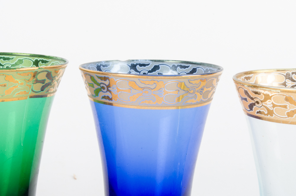 Vintage Colored Cordial Glass Set