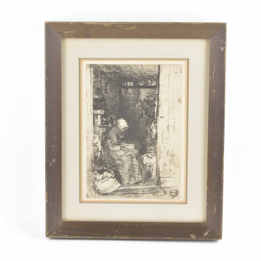 Framed James McNeill Whistler Print "La Vieille Aux Loques"
