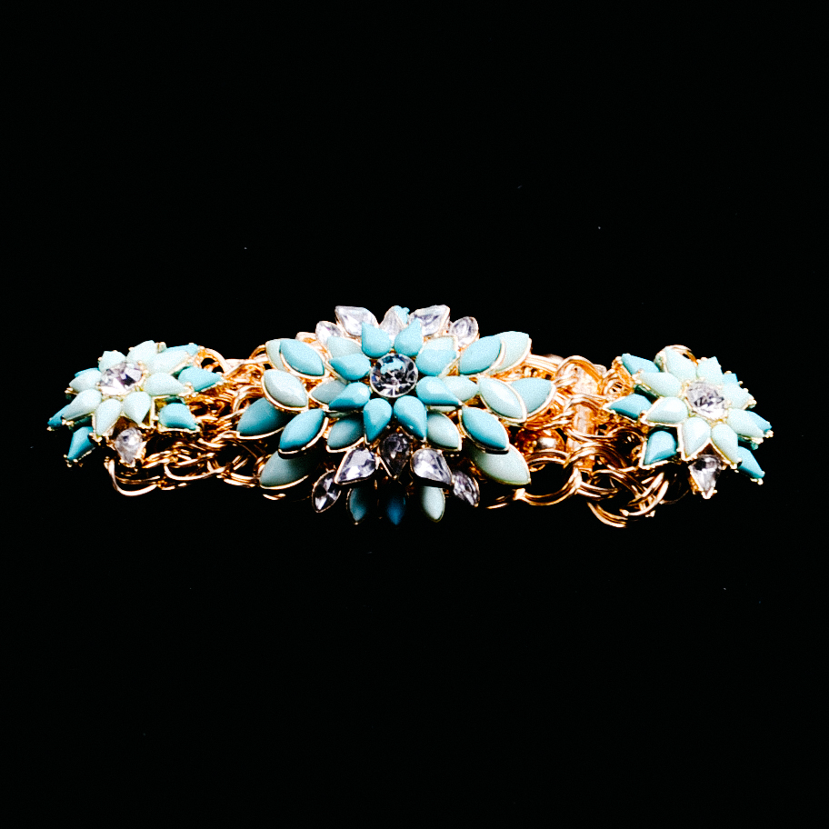 Faux Turquoise and Rhinestone Bracelet