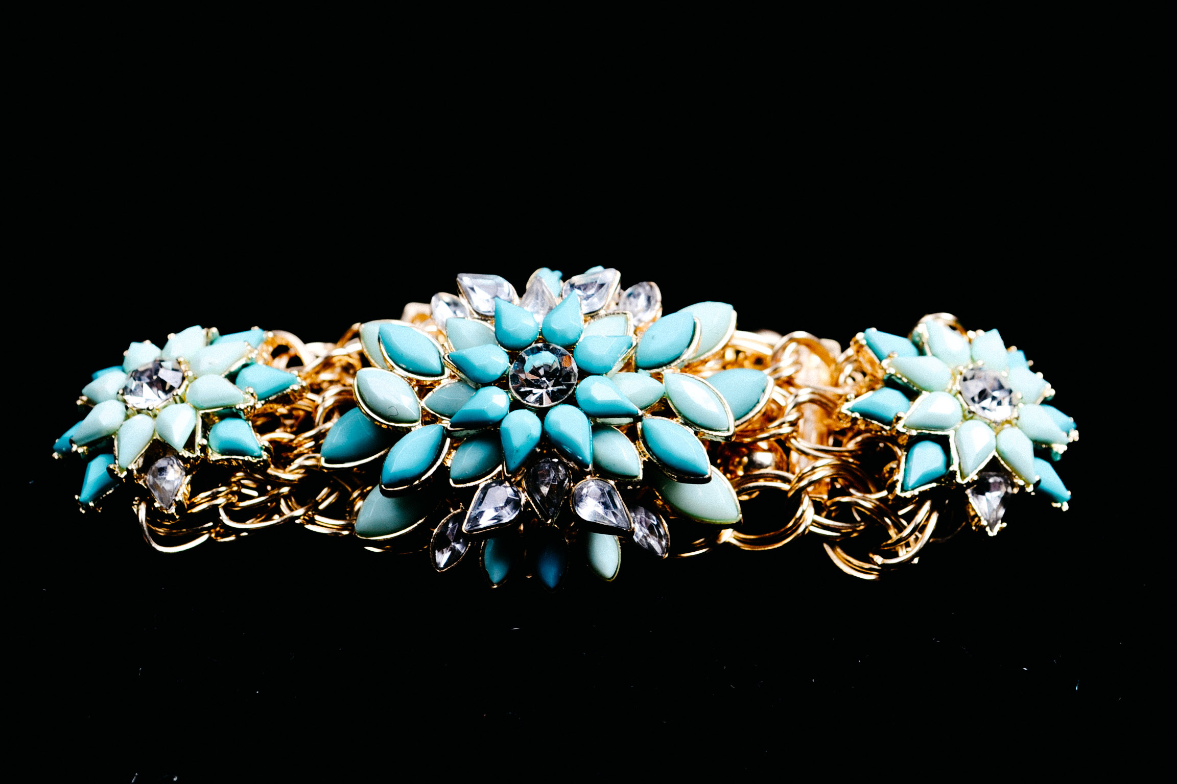 Faux Turquoise and Rhinestone Bracelet