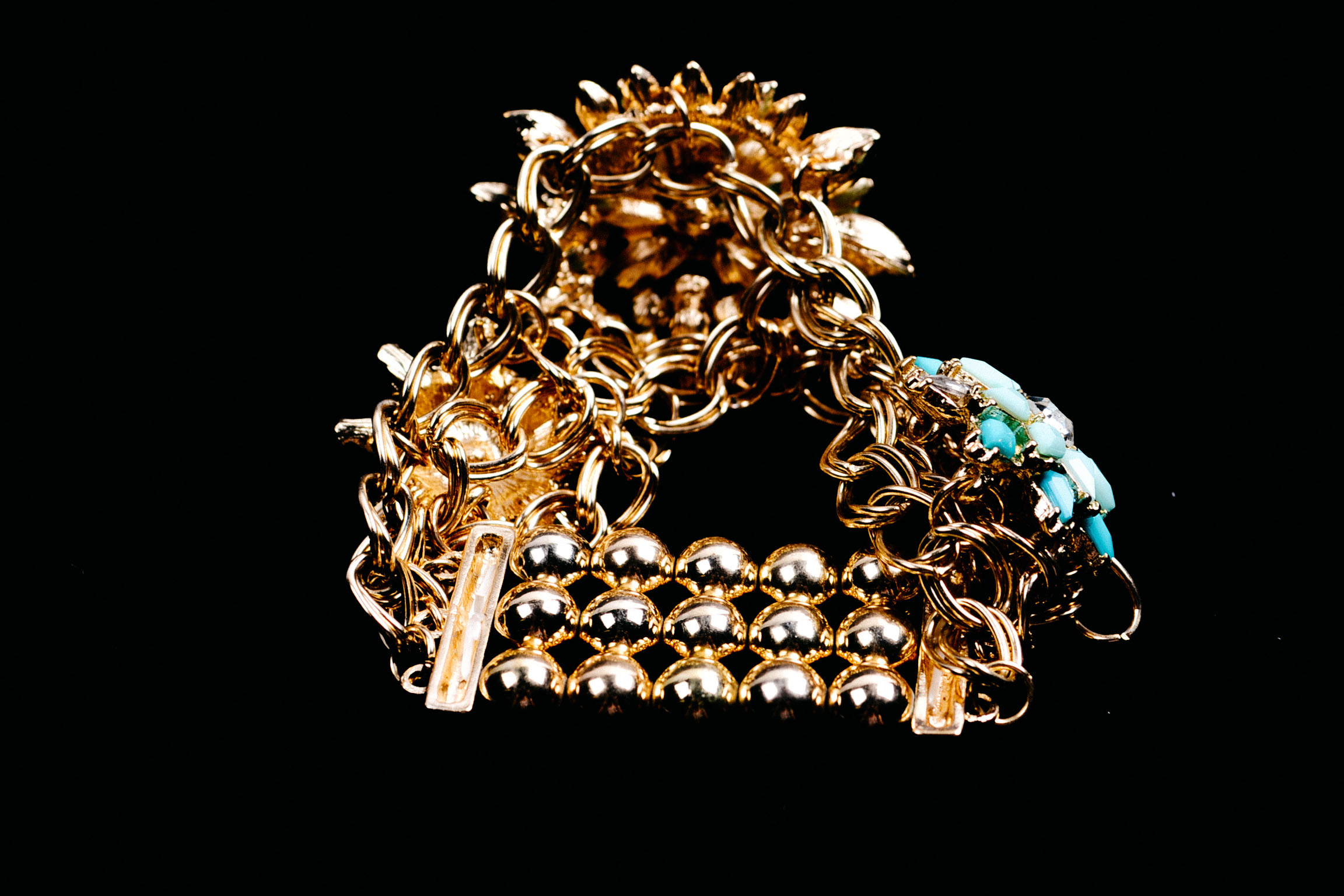 Faux Turquoise and Rhinestone Bracelet