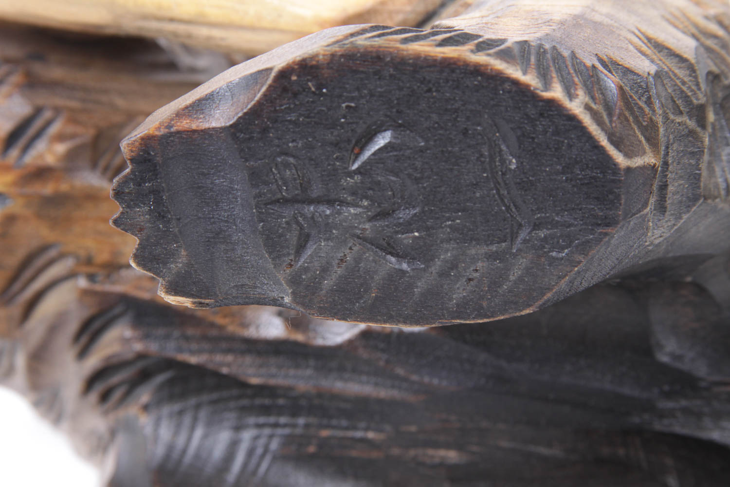 Signed Carved Ainu Wood Bear Figure