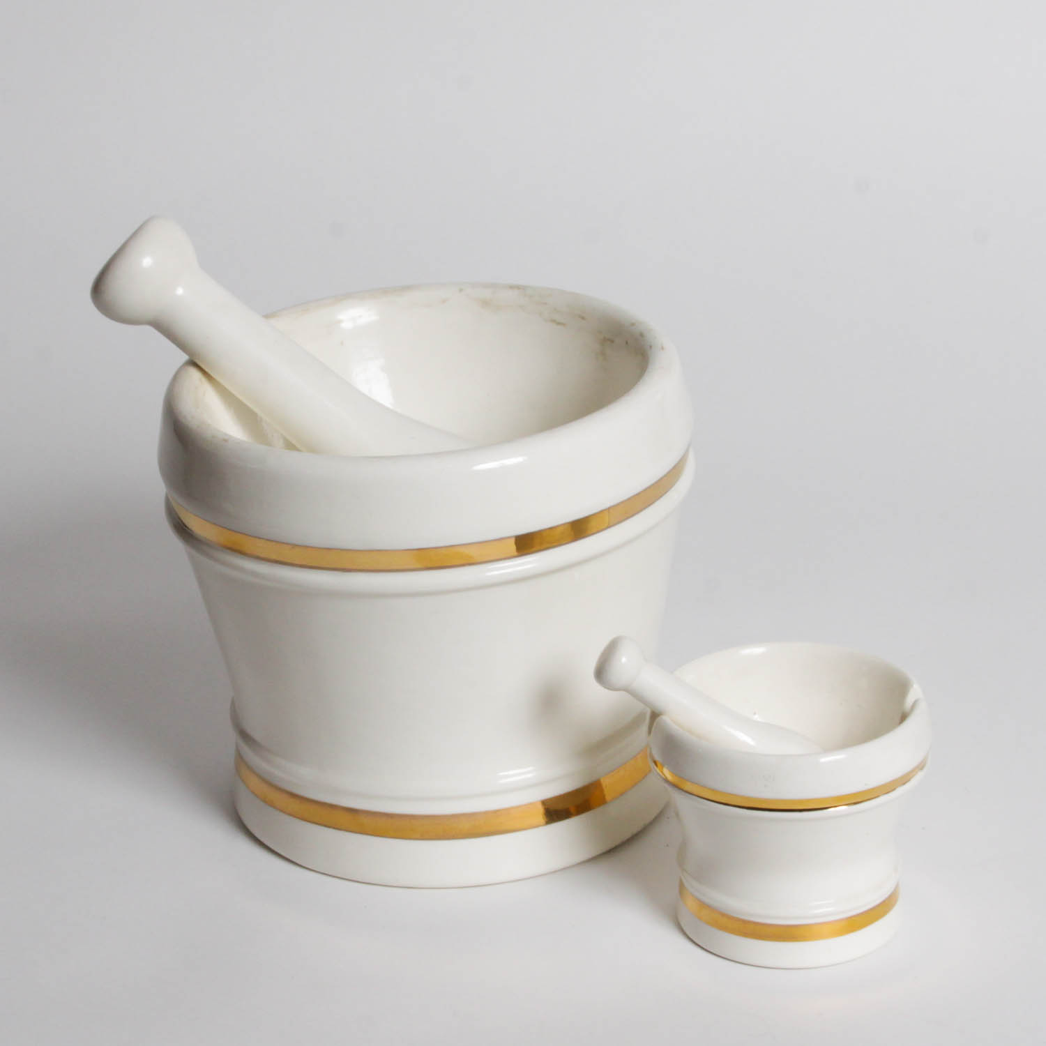 Pair of Ceramic Mortar and Pestles