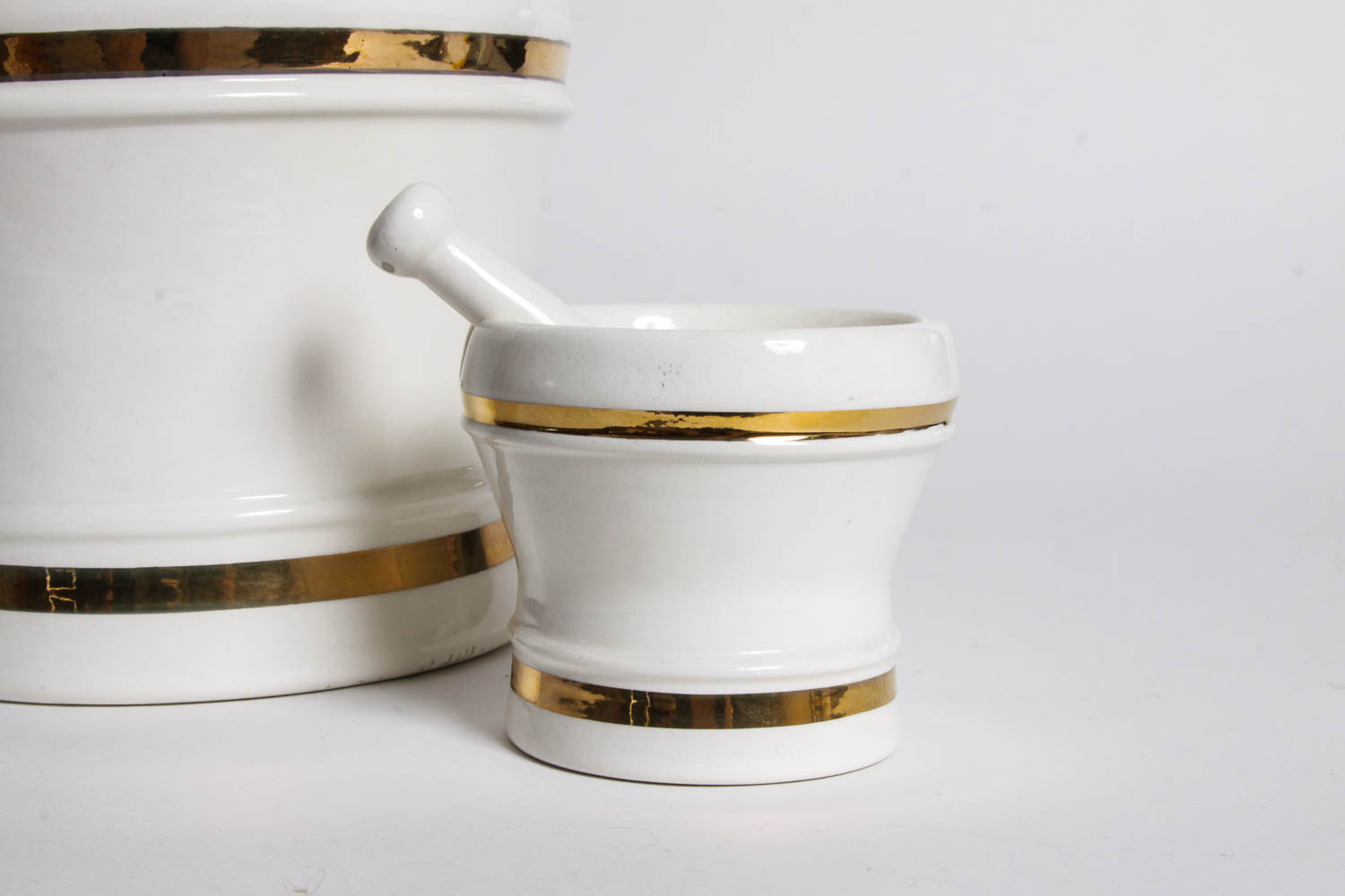 Pair of Ceramic Mortar and Pestles