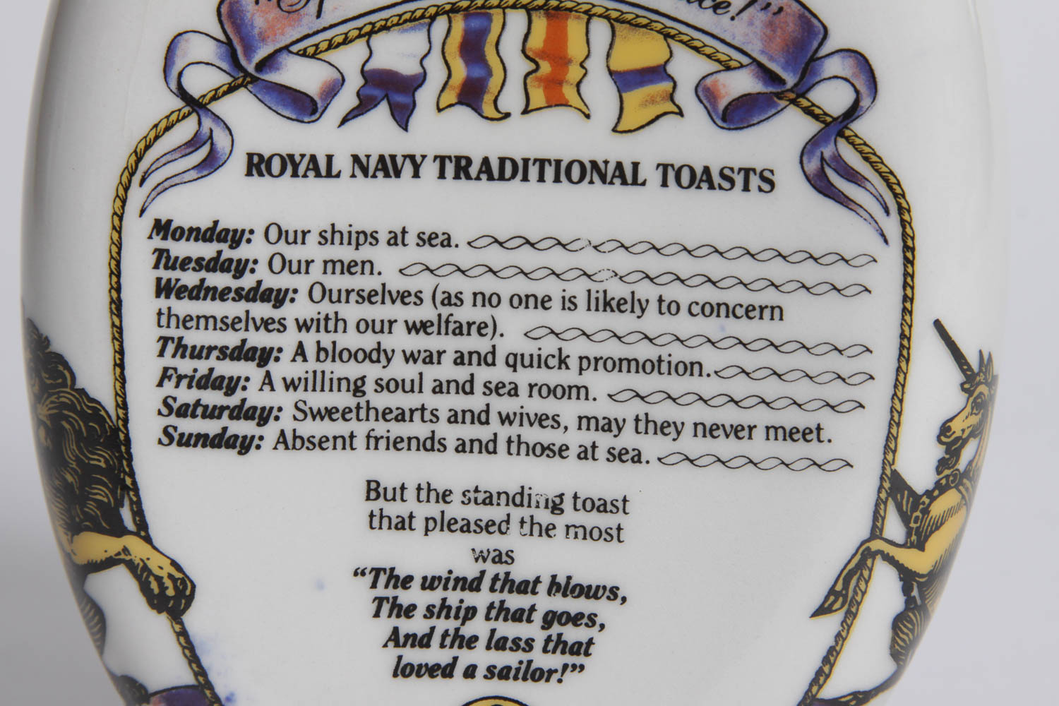 Royal Navy Themed Hand Cast Porcelain Rum Bottle