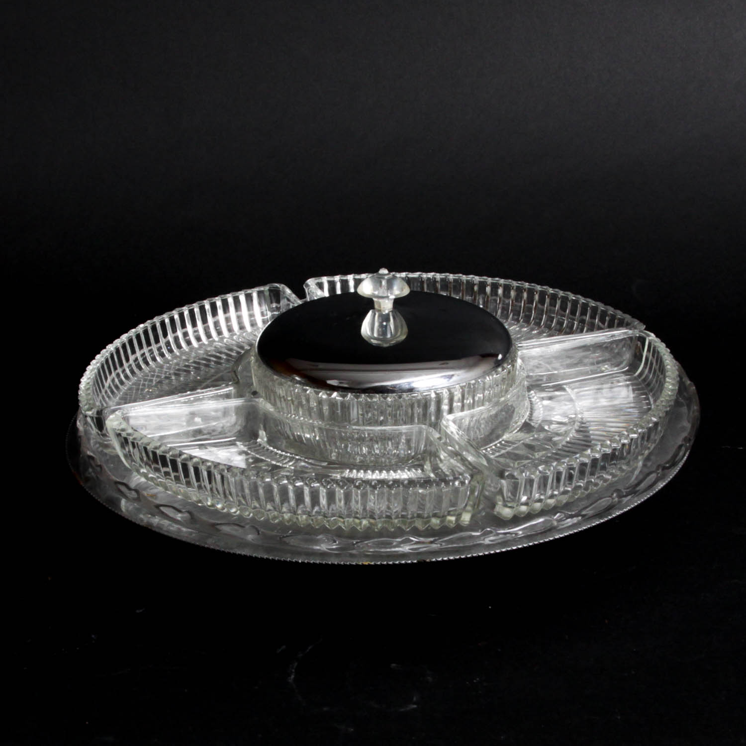 Metal and Glass Compartmental Lazy Susan