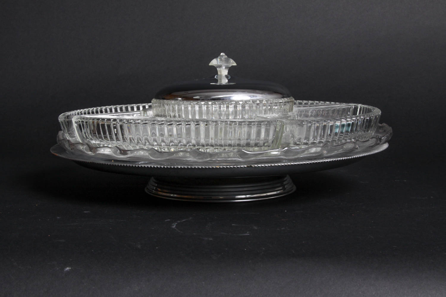 Metal and Glass Compartmental Lazy Susan