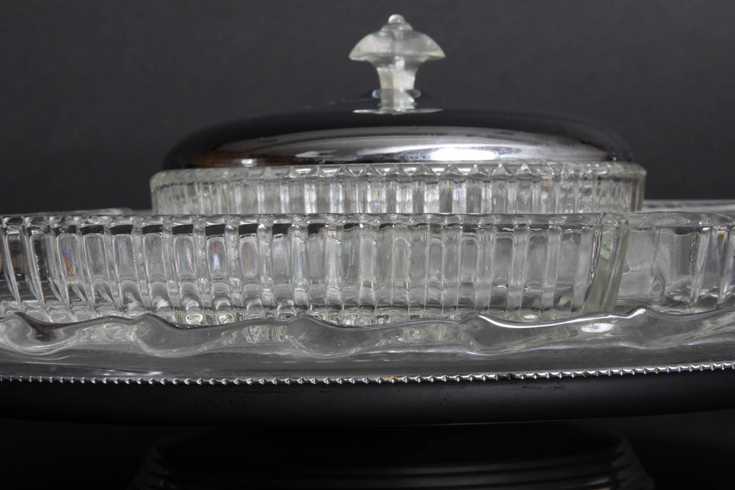 Metal and Glass Compartmental Lazy Susan