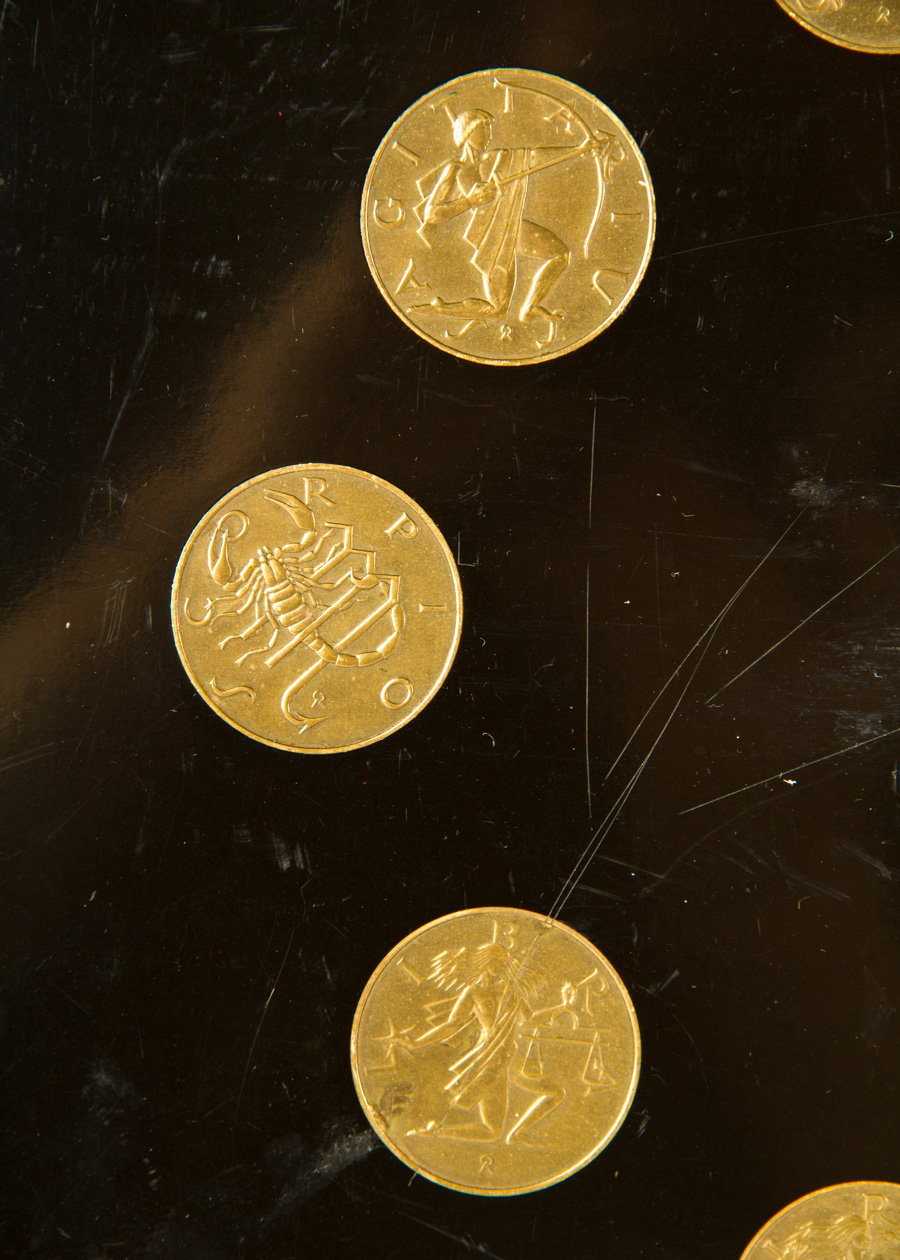Vintage Couroc Inlaid Brass Astrology Tray