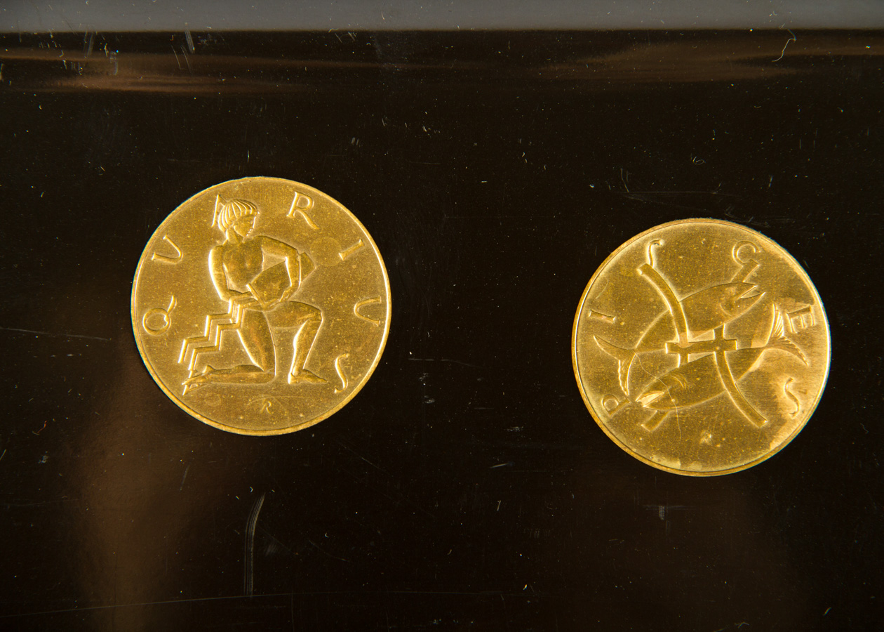 Vintage Couroc Inlaid Brass Astrology Tray