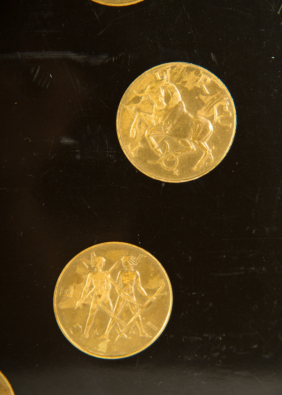 Vintage Couroc Inlaid Brass Astrology Tray