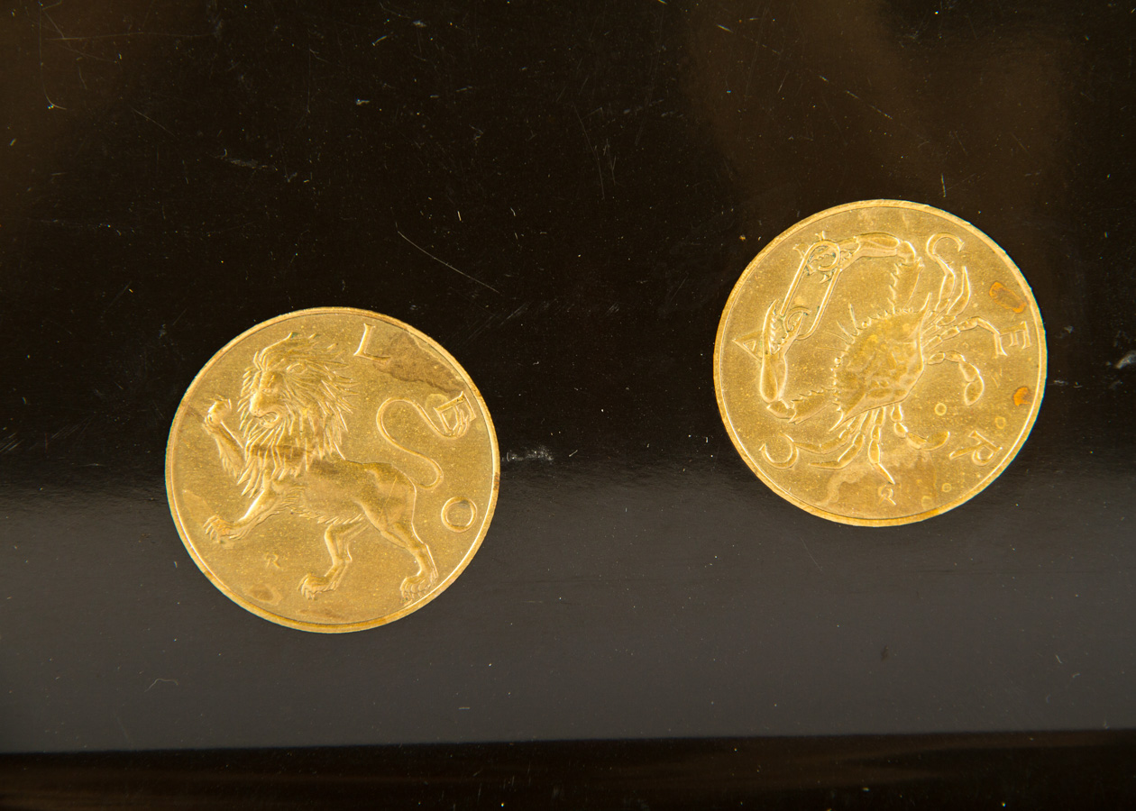 Vintage Couroc Inlaid Brass Astrology Tray