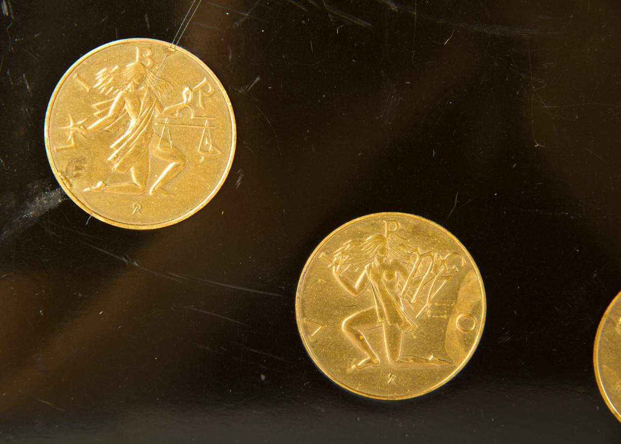 Vintage Couroc Inlaid Brass Astrology Tray