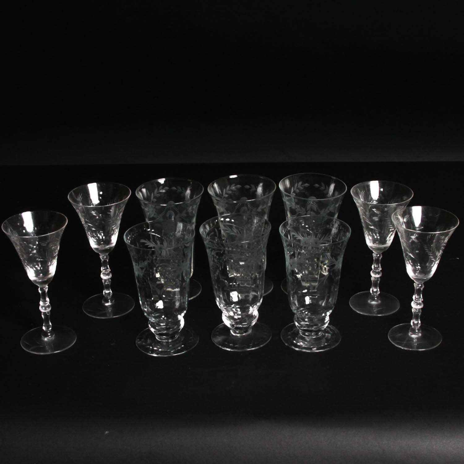 Collection of Engraved Drinking Glasses