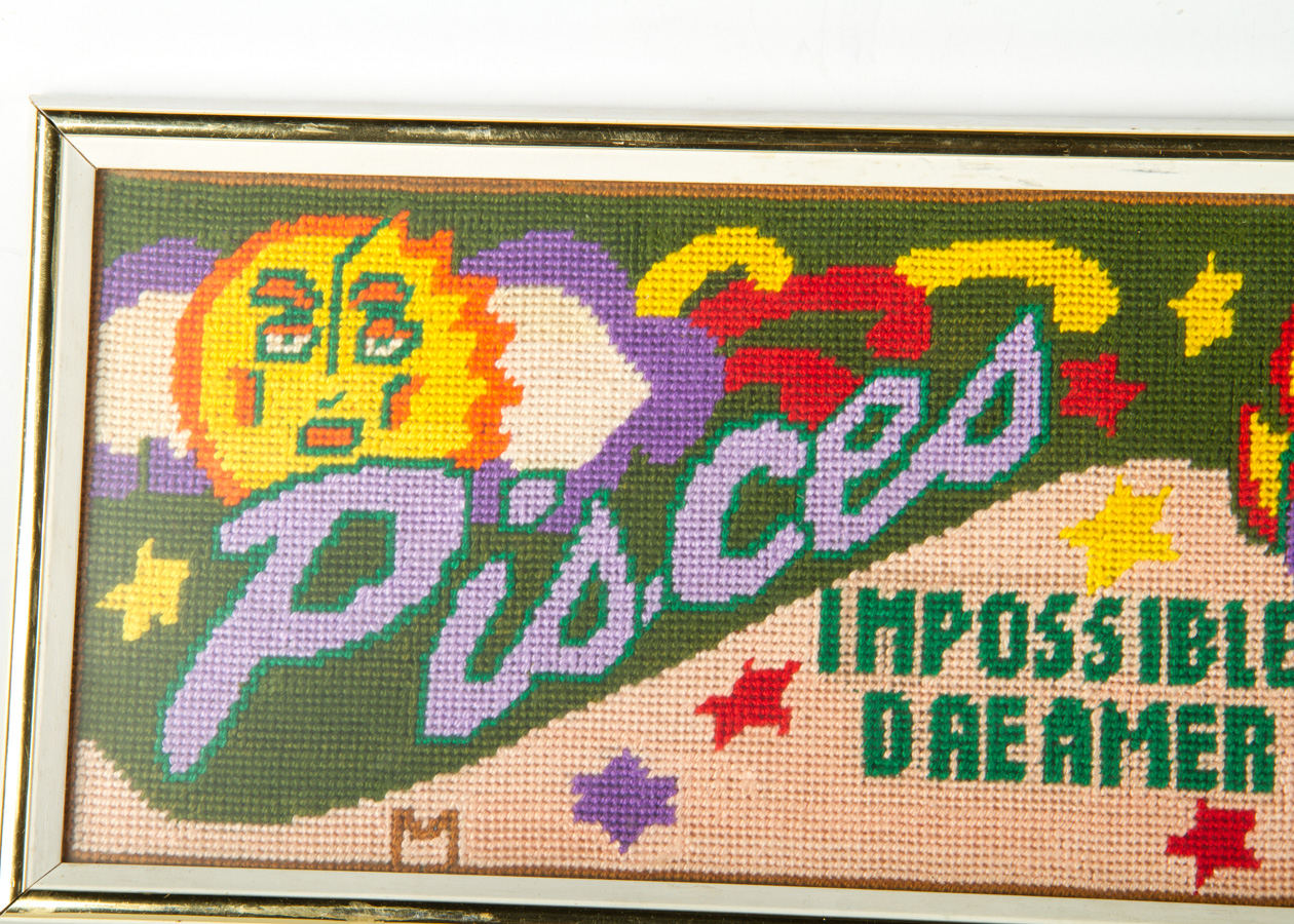 Vintage 1970’s Framed Zodiac Pisces Needlepoint Art