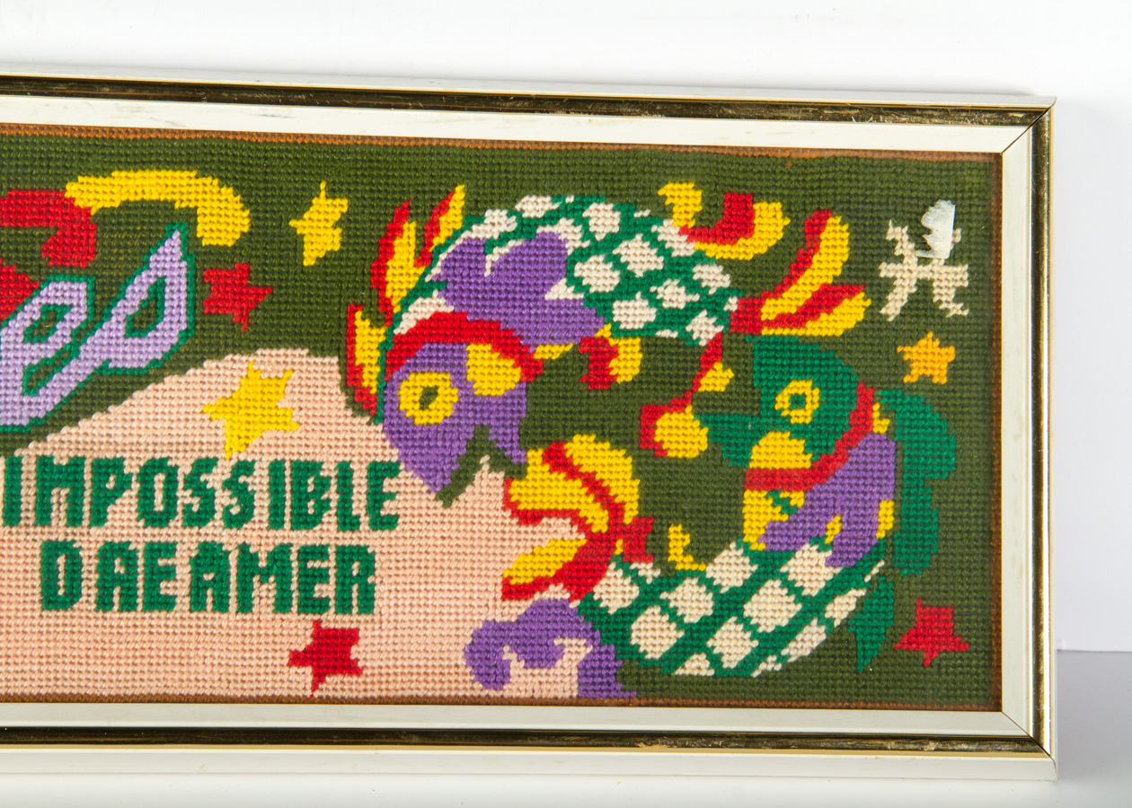 Vintage 1970’s Framed Zodiac Pisces Needlepoint Art